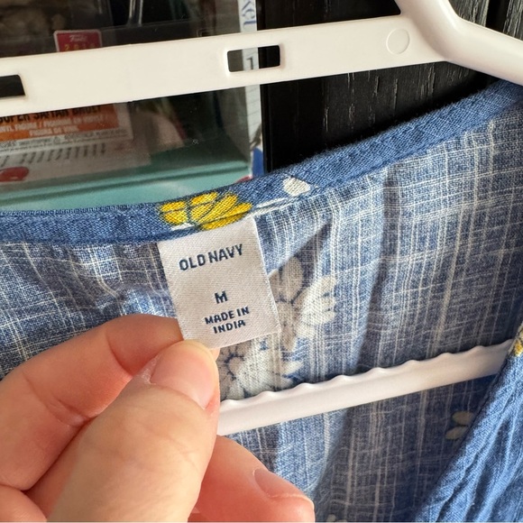 Old Navy Floral Blue Wrap Dress - Picture 3 of 13